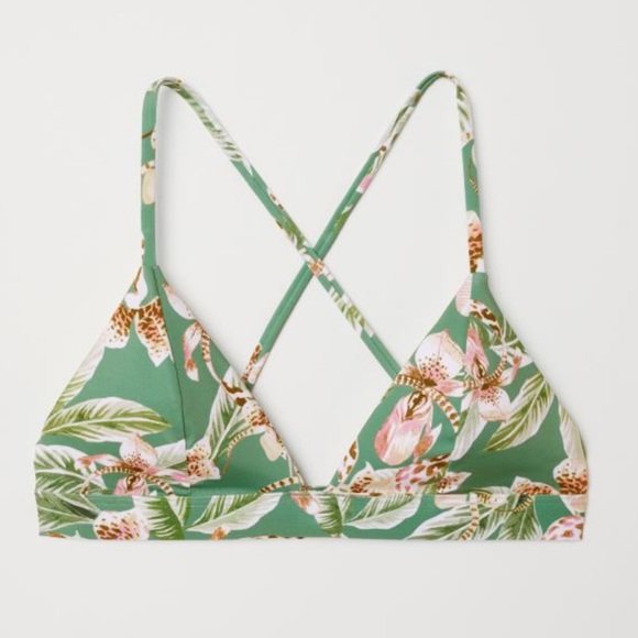 H&M Other - H&M green tropical print triangle bikini top